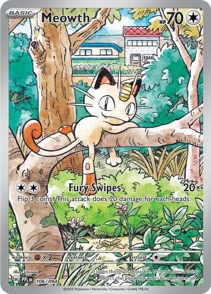 sưu tập thẻ bài pokemon Meowth 106 Illustration Rare promo