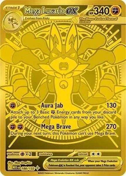 thẻ bài pokemon tcg Mega Lucario ex 188 132&nbsp;Mega Hyper Rare