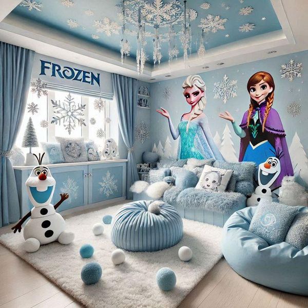 phòng ngủ nữ hoàng băng giá cho các bé gái