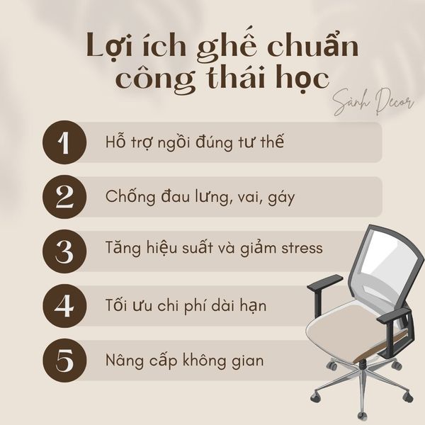 Lợi ích của chiếc ghế nhân viên chuẩn công thái học
