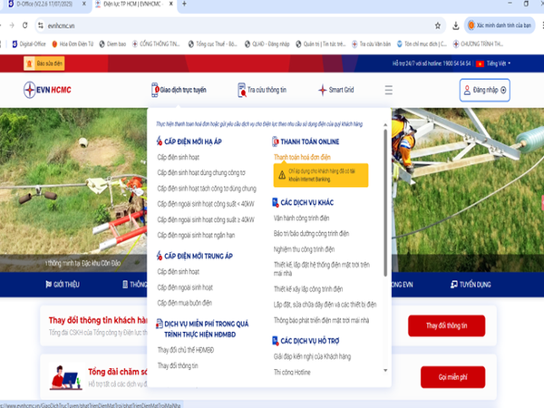 Gửi thông báo phát triển điện mặt trời mái nhà tự sản tự tiêu trên Website EVNHCMC