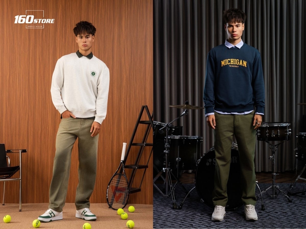 Set đồ ngày Tết với áo nỉ và sơ mi tạo diện mạo chỉn chu