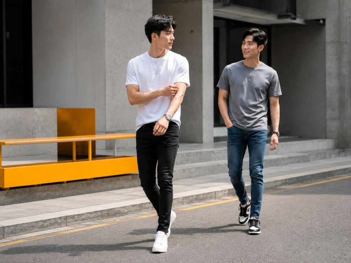 Áo thun regular giúp cân bằng độ ôm của quần skinny jeans