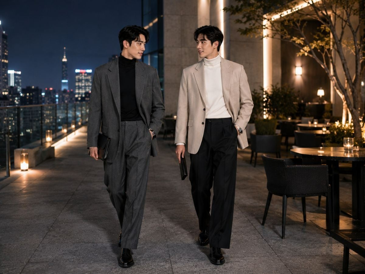 Blazer relaxed phối áo cổ lọ, lịch thiệp nhưng vẫn thoải mái