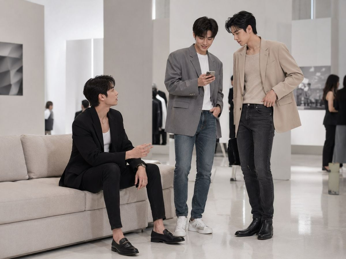 Blazer relaxed và skinny jeans tạo cấu trúc trên rộng dưới ôm