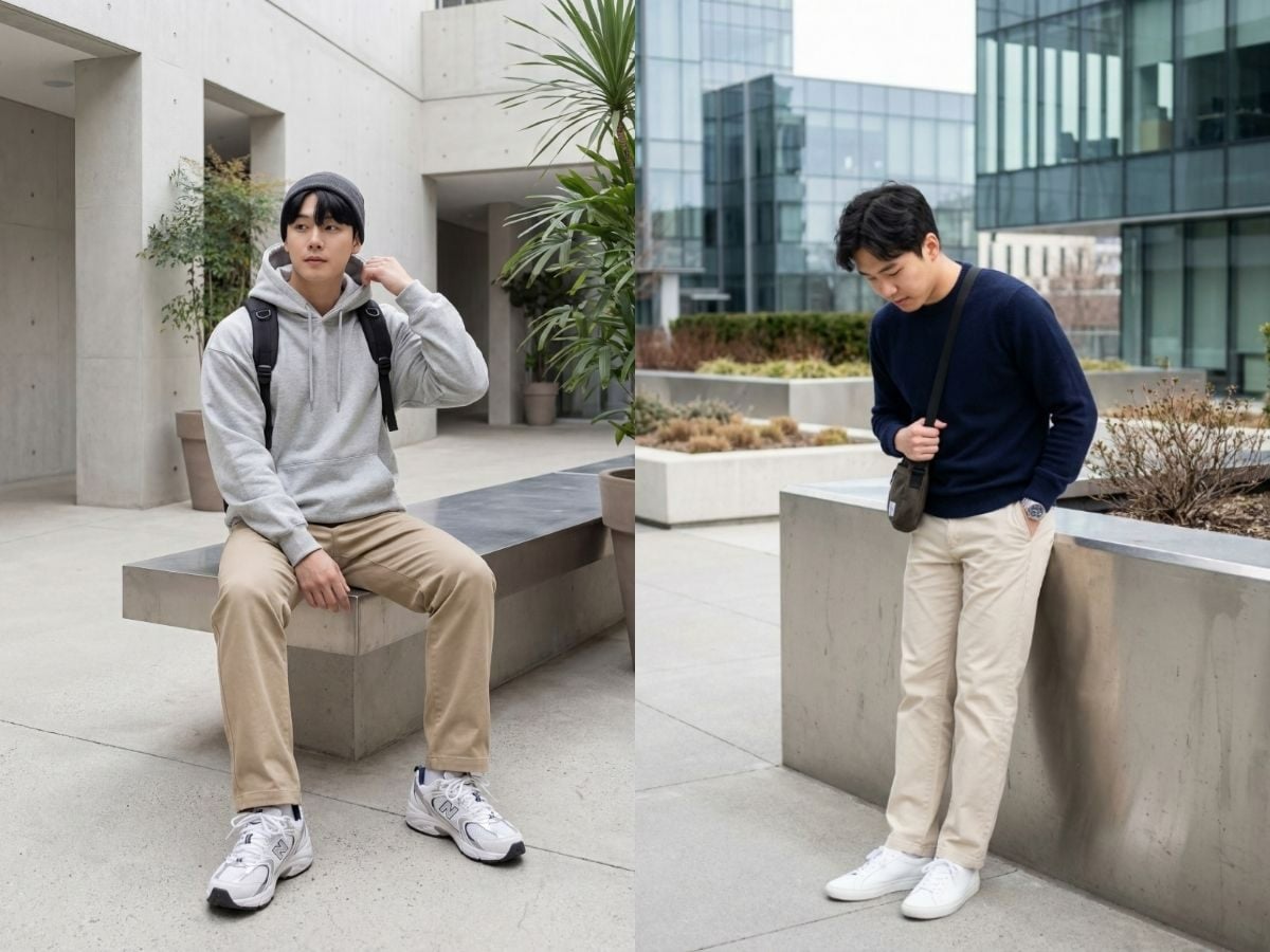 Phối quần kaki với áo hoodie hoặc sweater