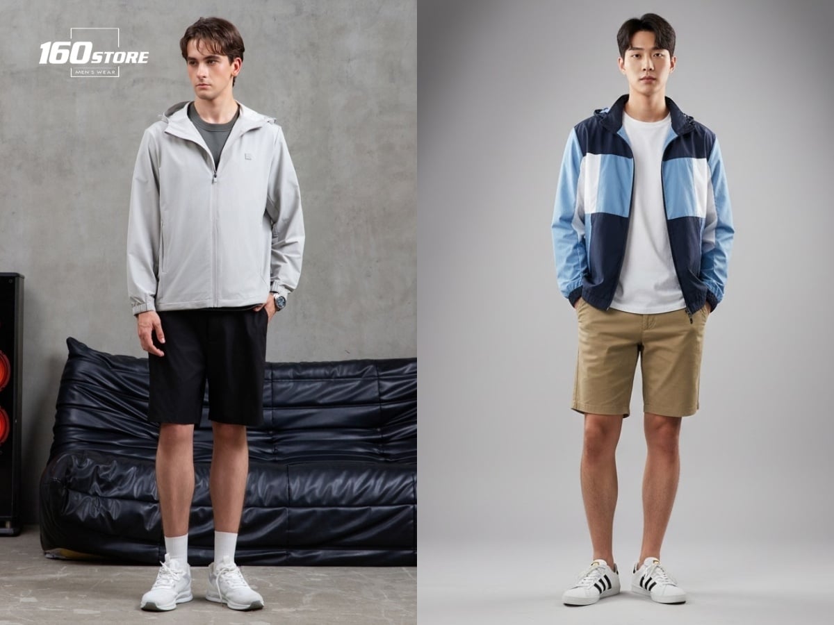 Áo khoác gió và quần short đặc biệt phù hợp dạo phố hay du xuân nhẹ nhàng