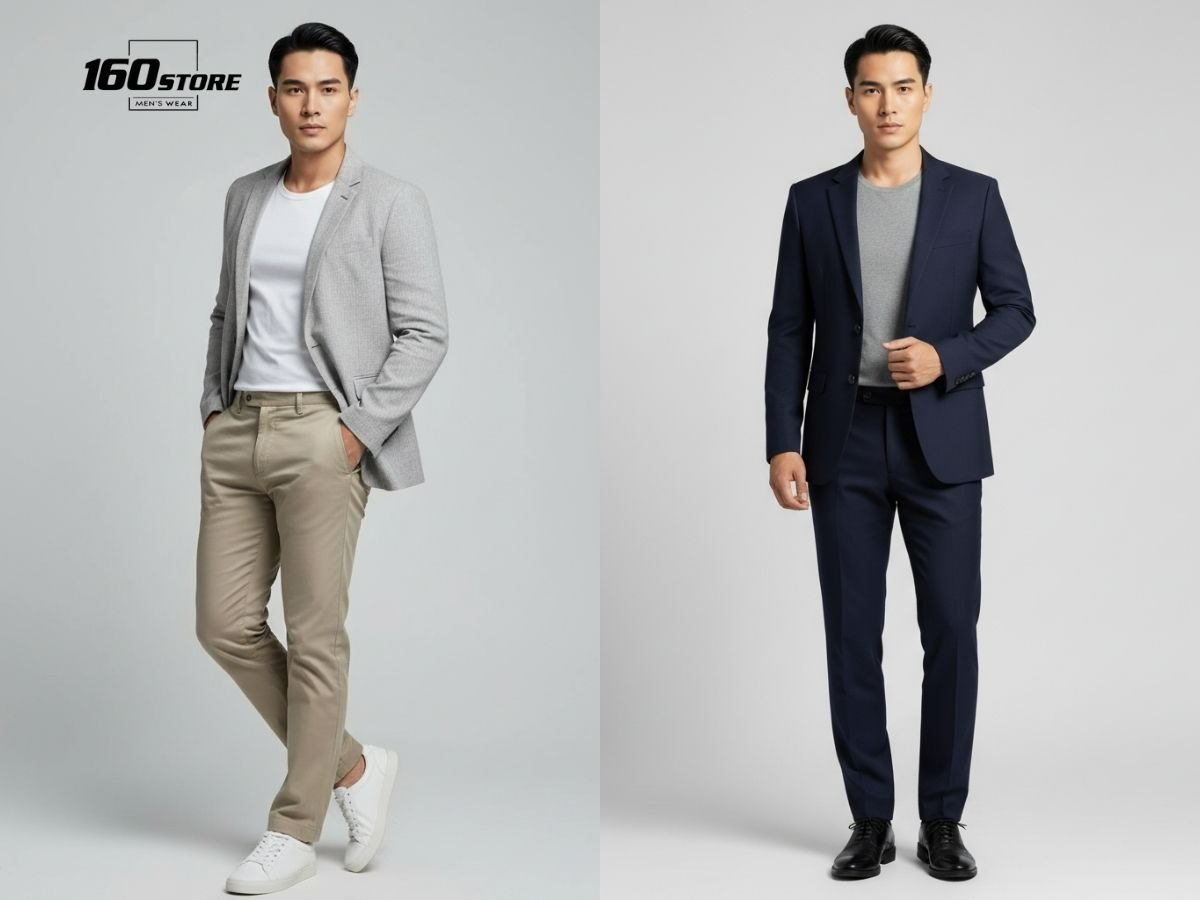 Phối đồ áo thun và áo blazer phong cách smart casual