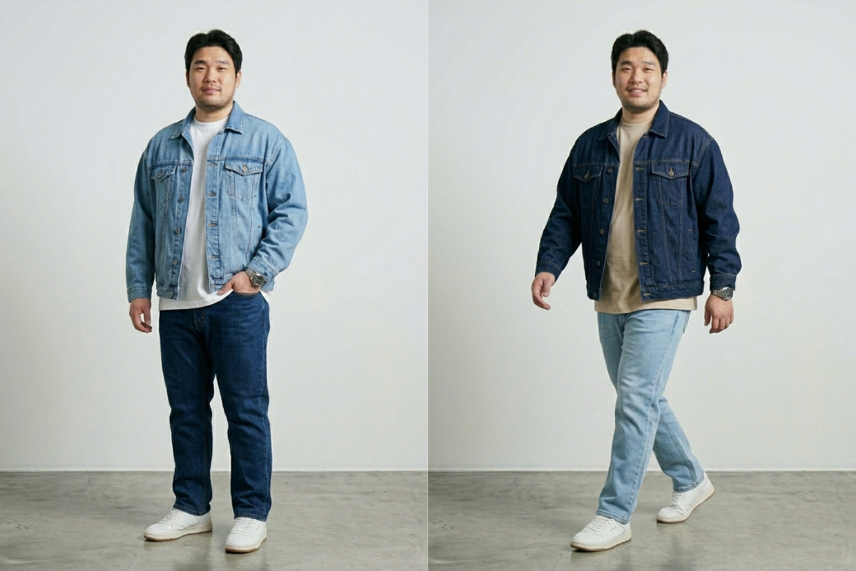 Áo khoác denim big size và quần jeans