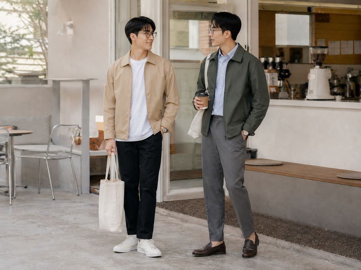 Áo khoác kaki nam tối giản, đứng phom, hợp cả công sở lẫn dạo phố
