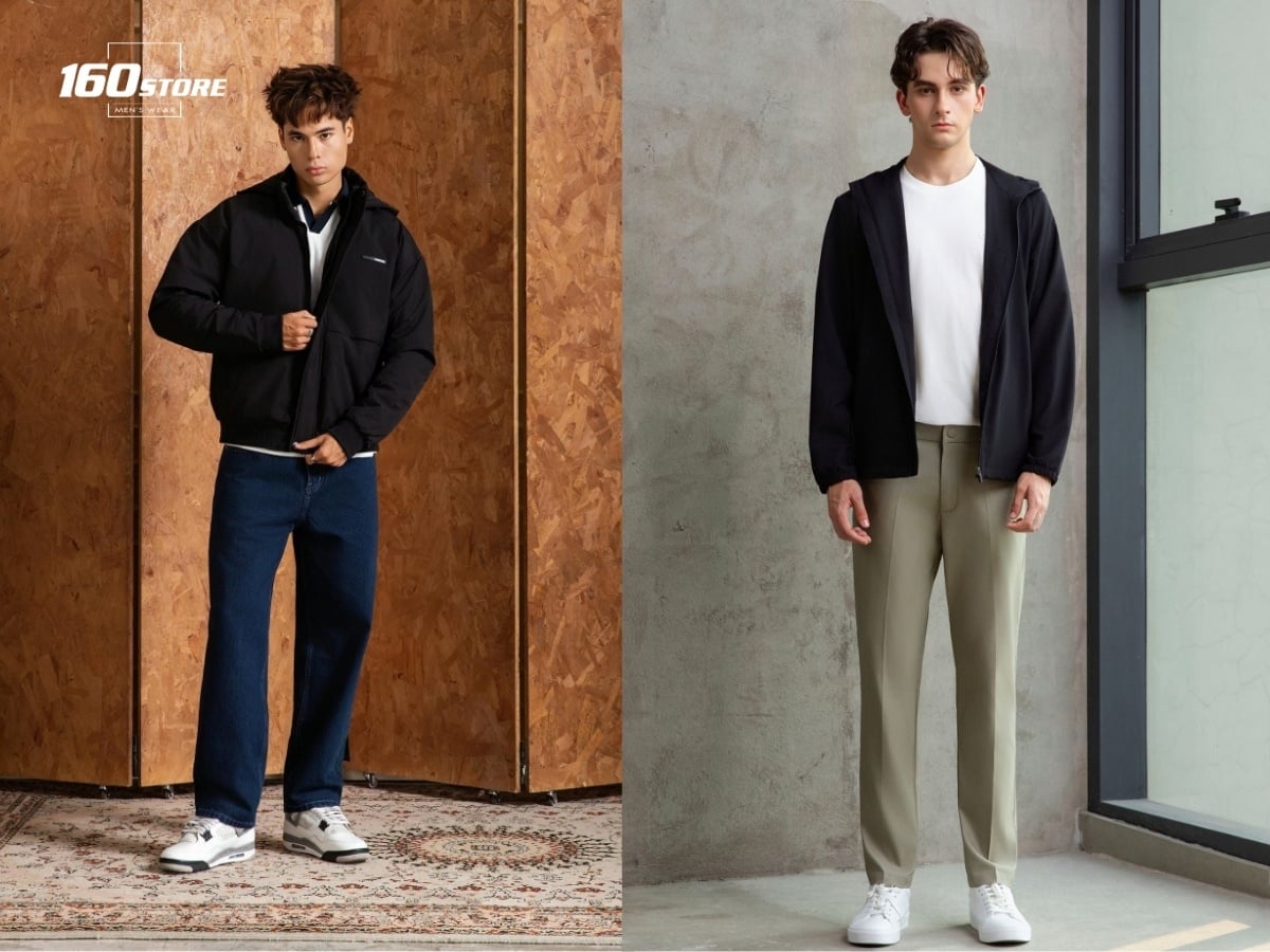 Phối áo khoác zip và áo thun trơn đơn giản mà vẫn có gu