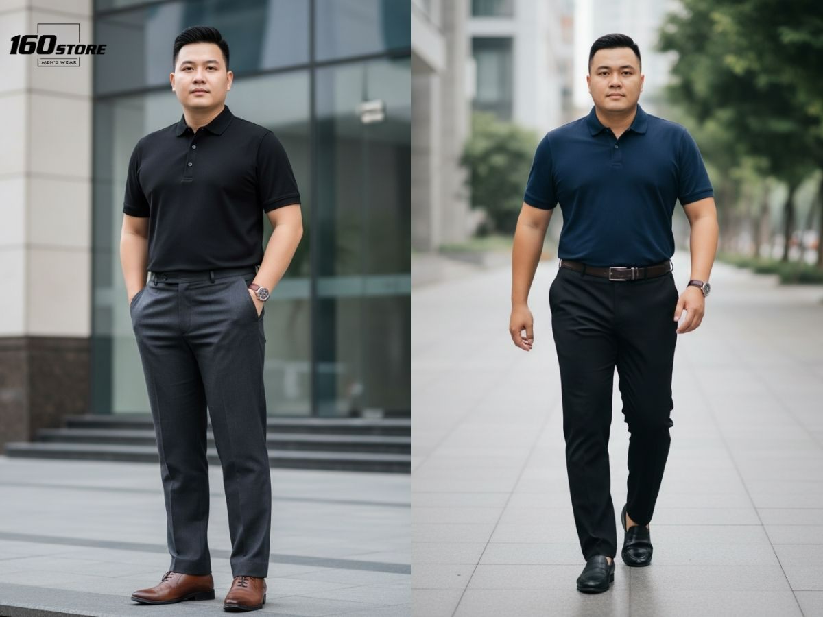 Áo polo tối màu hack dáng cho nam mập