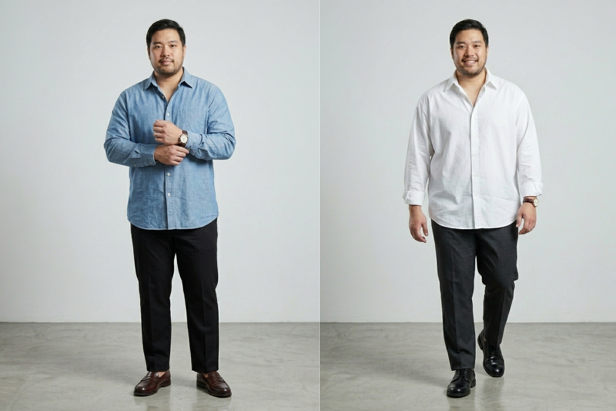 Áo sơ mi big size và quần tây suông