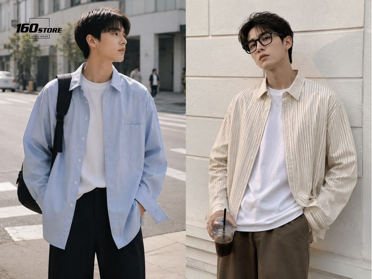 Mẫu áo sơ mi tay ngắn overshirt trẻ trung