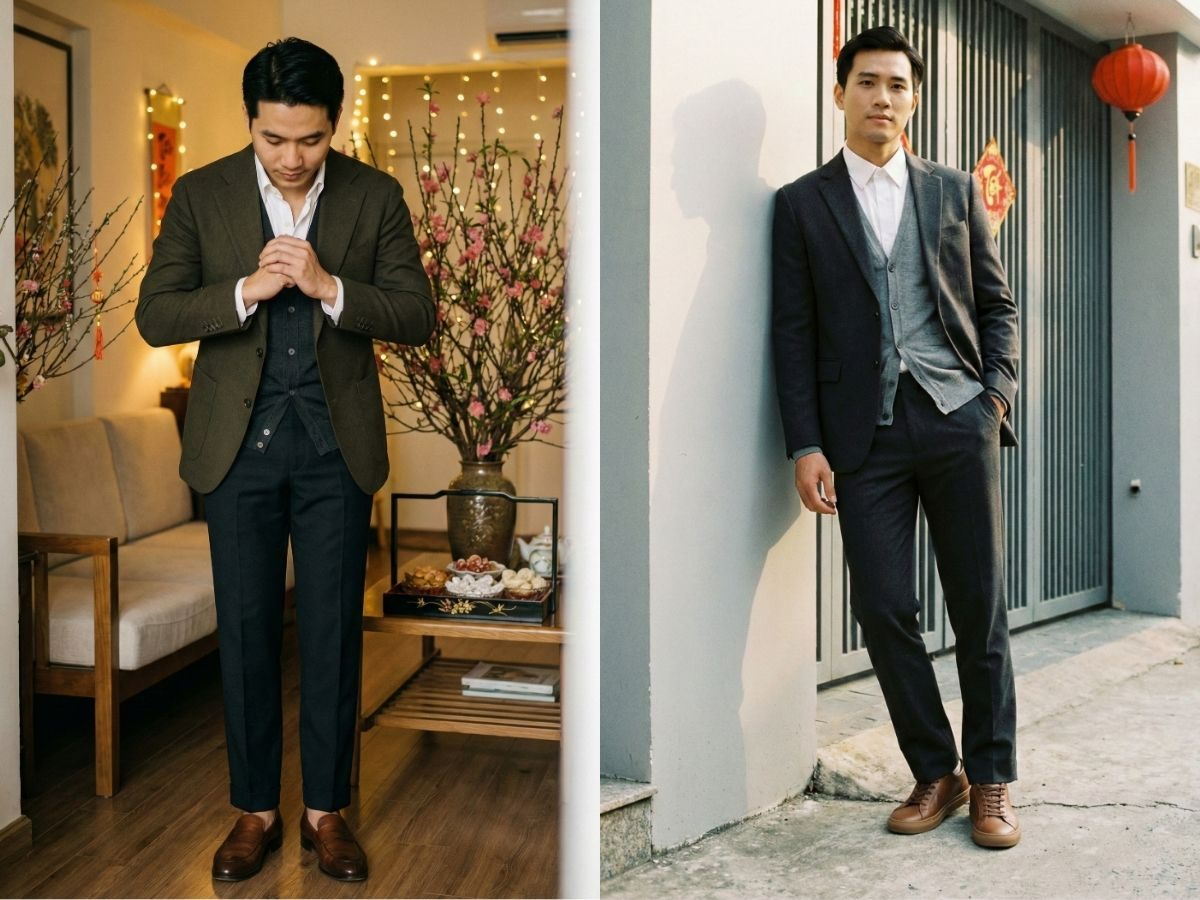 Layer một chiếc cardigan mỏng giữa áo sơ mi và blazer