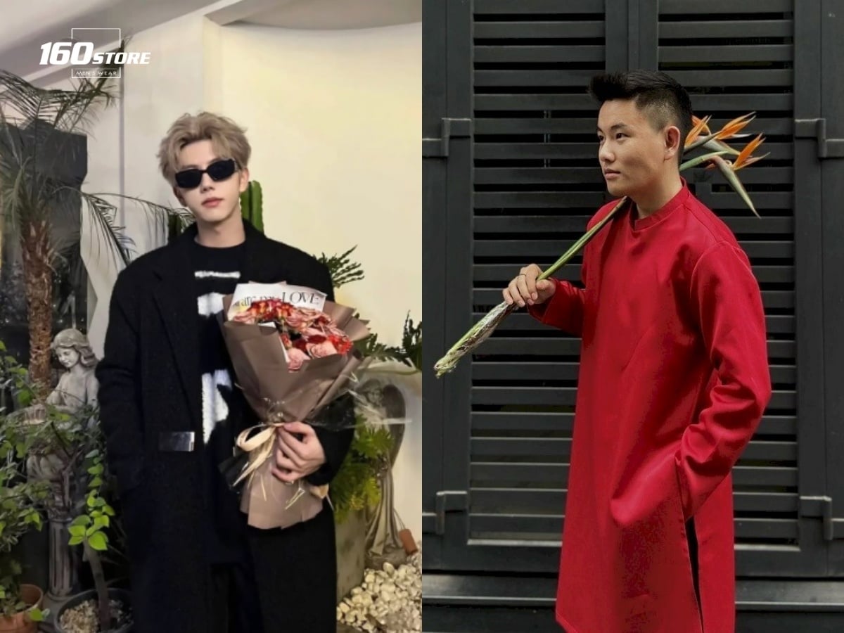 Cầm nhẹ nhàng cành hoa ngang ngực giúp bức ảnh tràn ngập không khí Tết