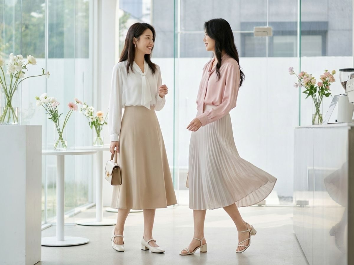 Áo blouse phối chân váy cho những buổi hẹn nhẹ nhàng
