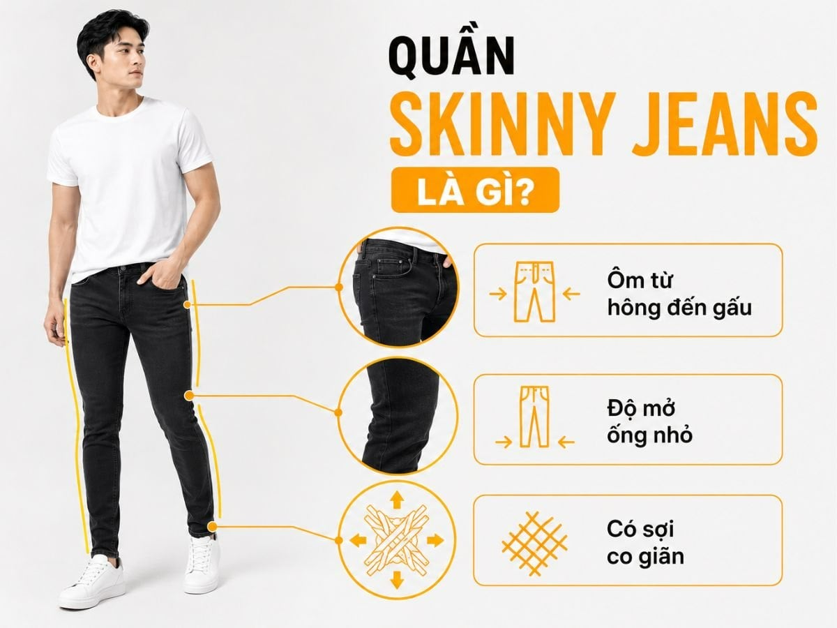 Skinny jeans tạo hiệu ứng chân dài và gọn hơn khi chọn đúng size