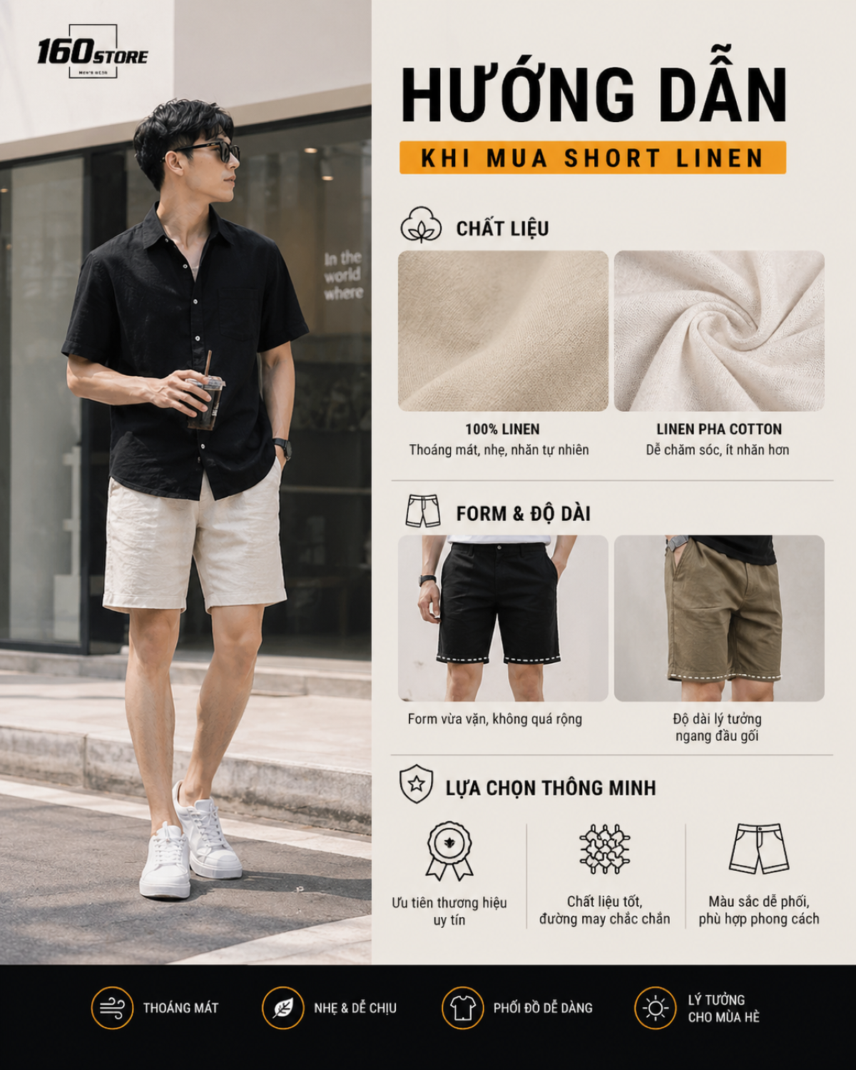 Hướng dẫn mua quần short linen