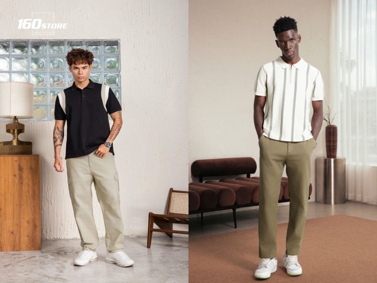 Diện quần kaki với áo polo toát lên diện mạo điển trai, bảnh bao