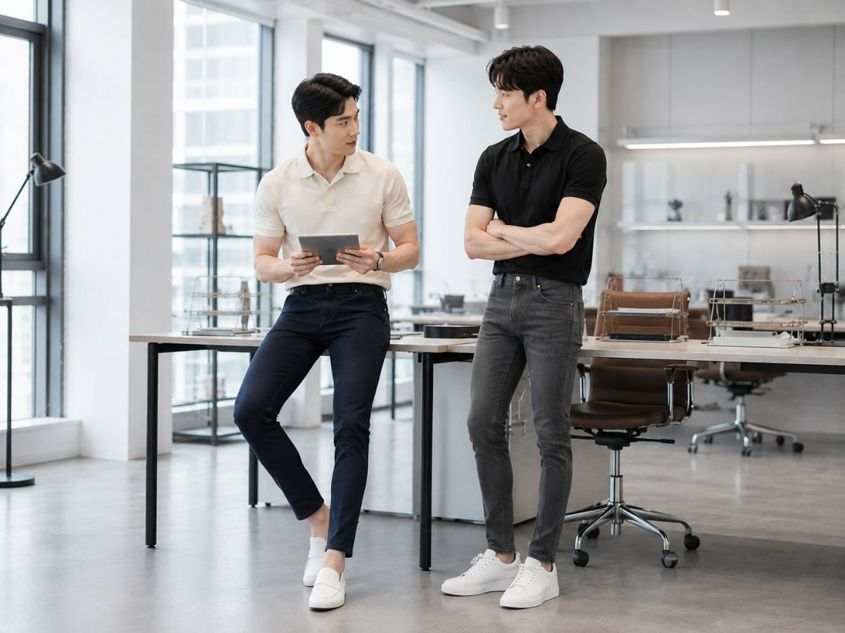 Áo polo form vừa giúp set đồ skinny jeans đứng dáng hơn