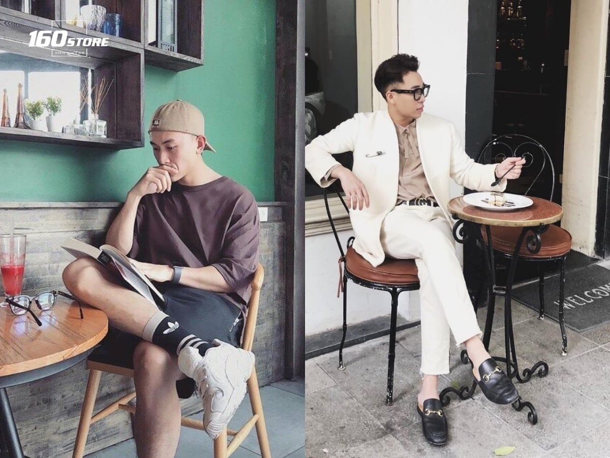 Kiểu chụp ngồi vắt chéo chân thích hợp khi chụp tại quán cafe