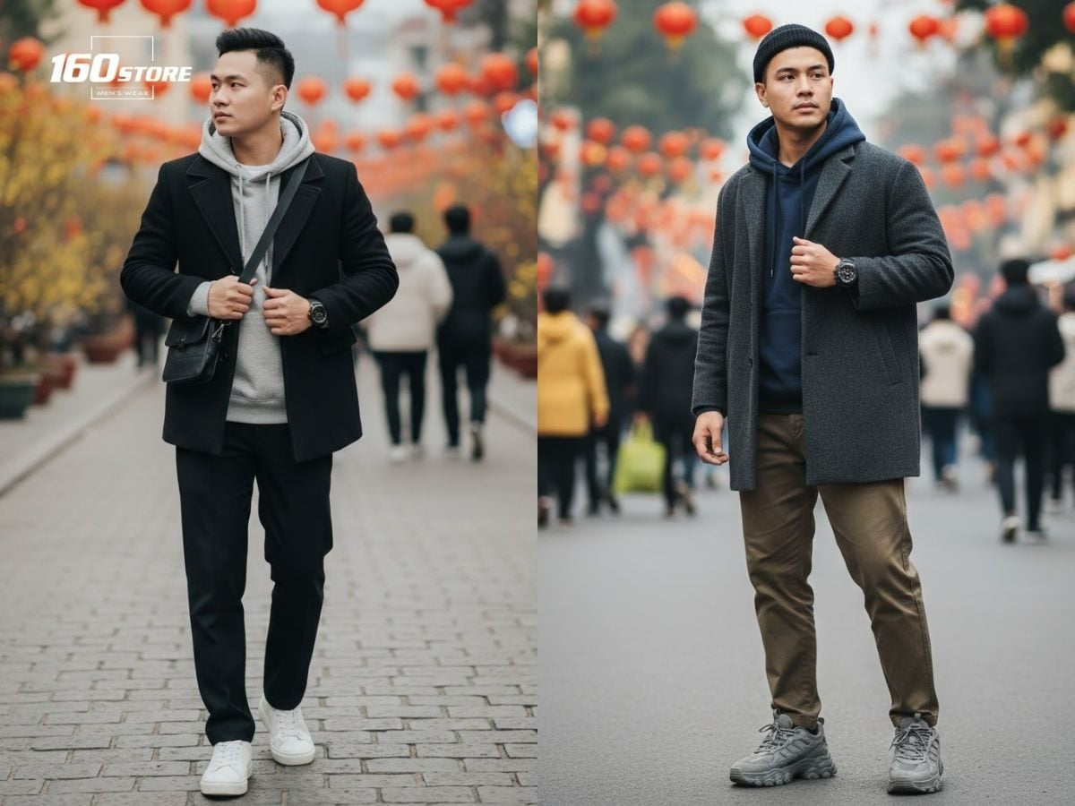 Nếu yêu thích phong cách Smart casual, hãy chọn hoodie và áo khoác dạ ngắn