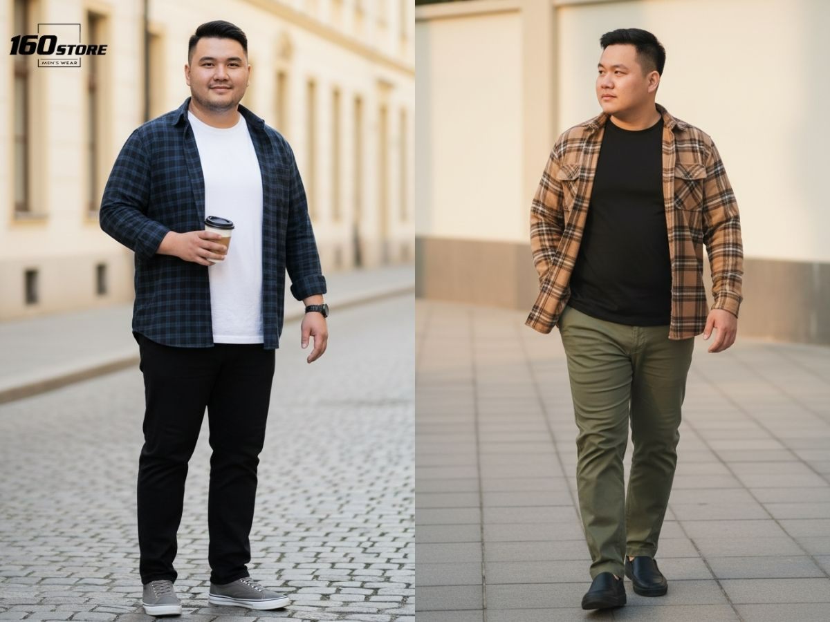 Áo sơ mi flannel và áo thun che khuyết điểm
