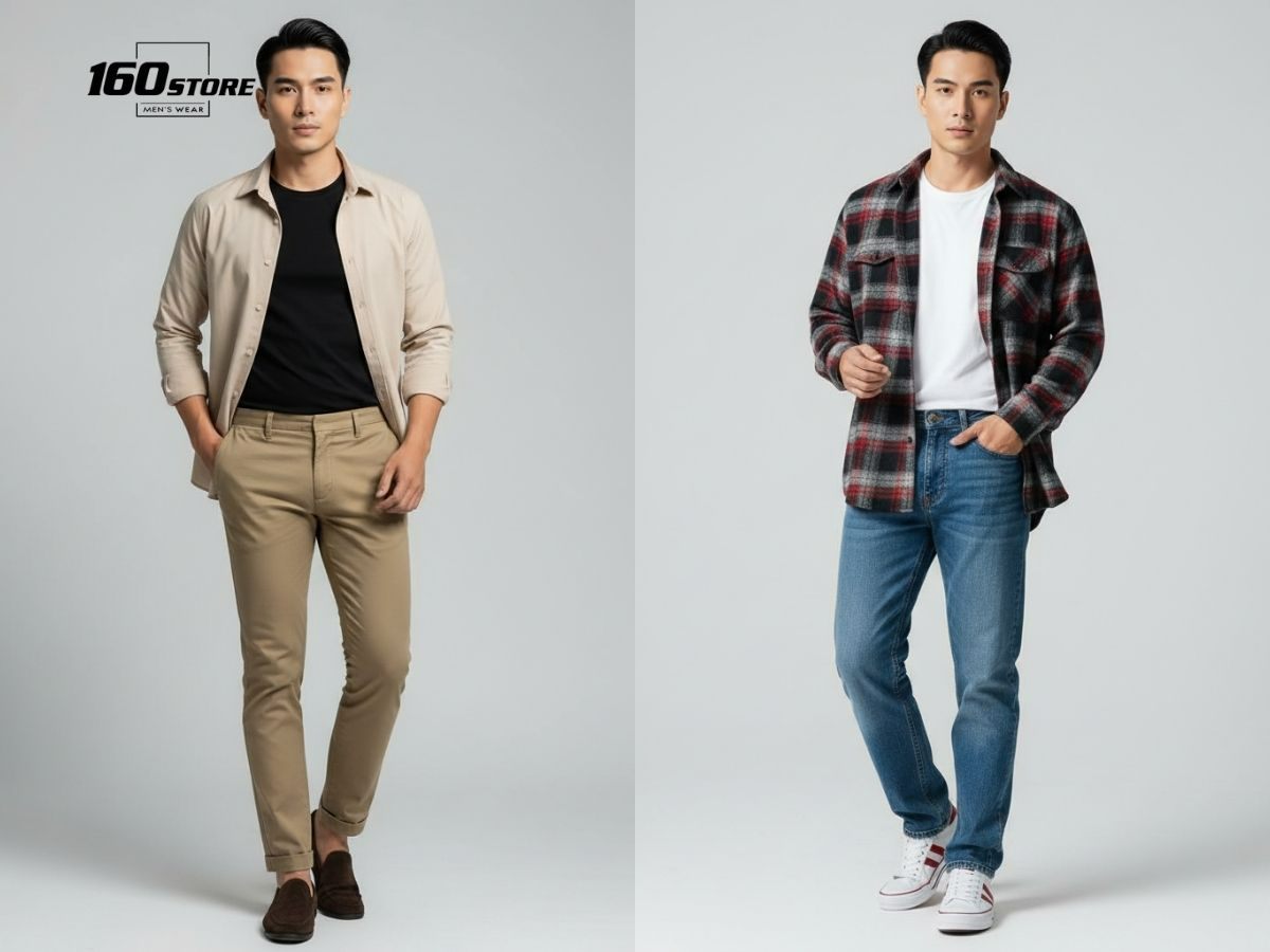 Mix and match áo thun và sơ mi khoác ngoài