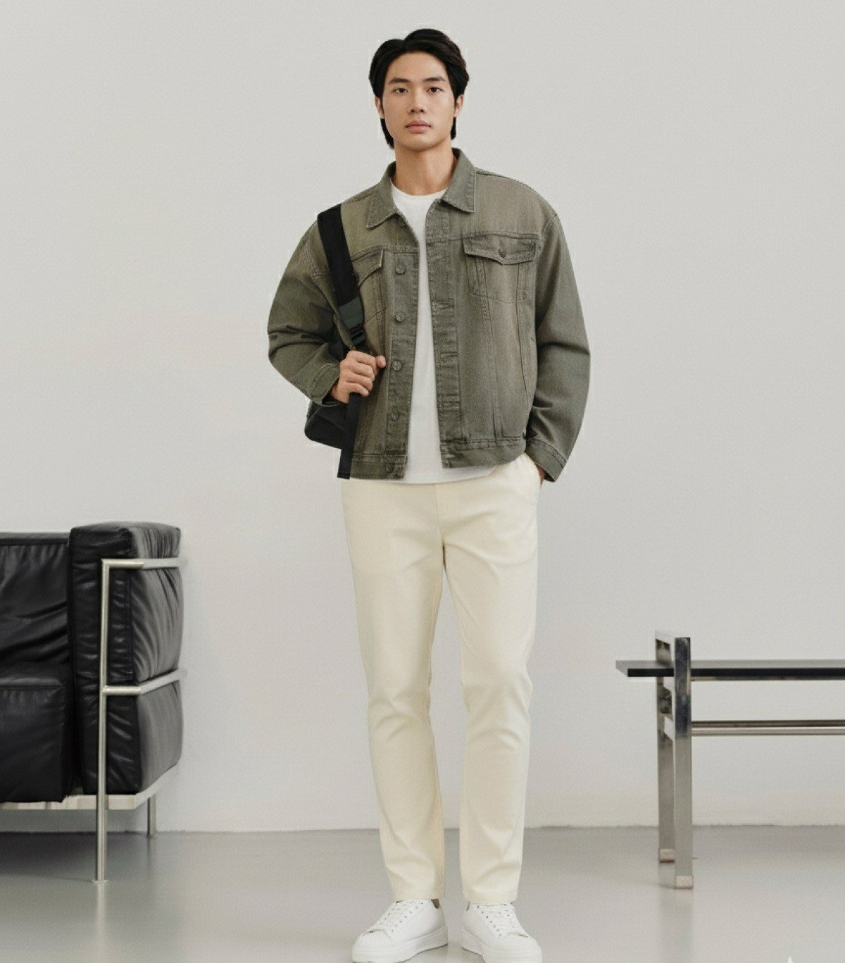 Áo Khoác Jean Nam ICONDENIM Moss Sage Tint Wash Form Loose