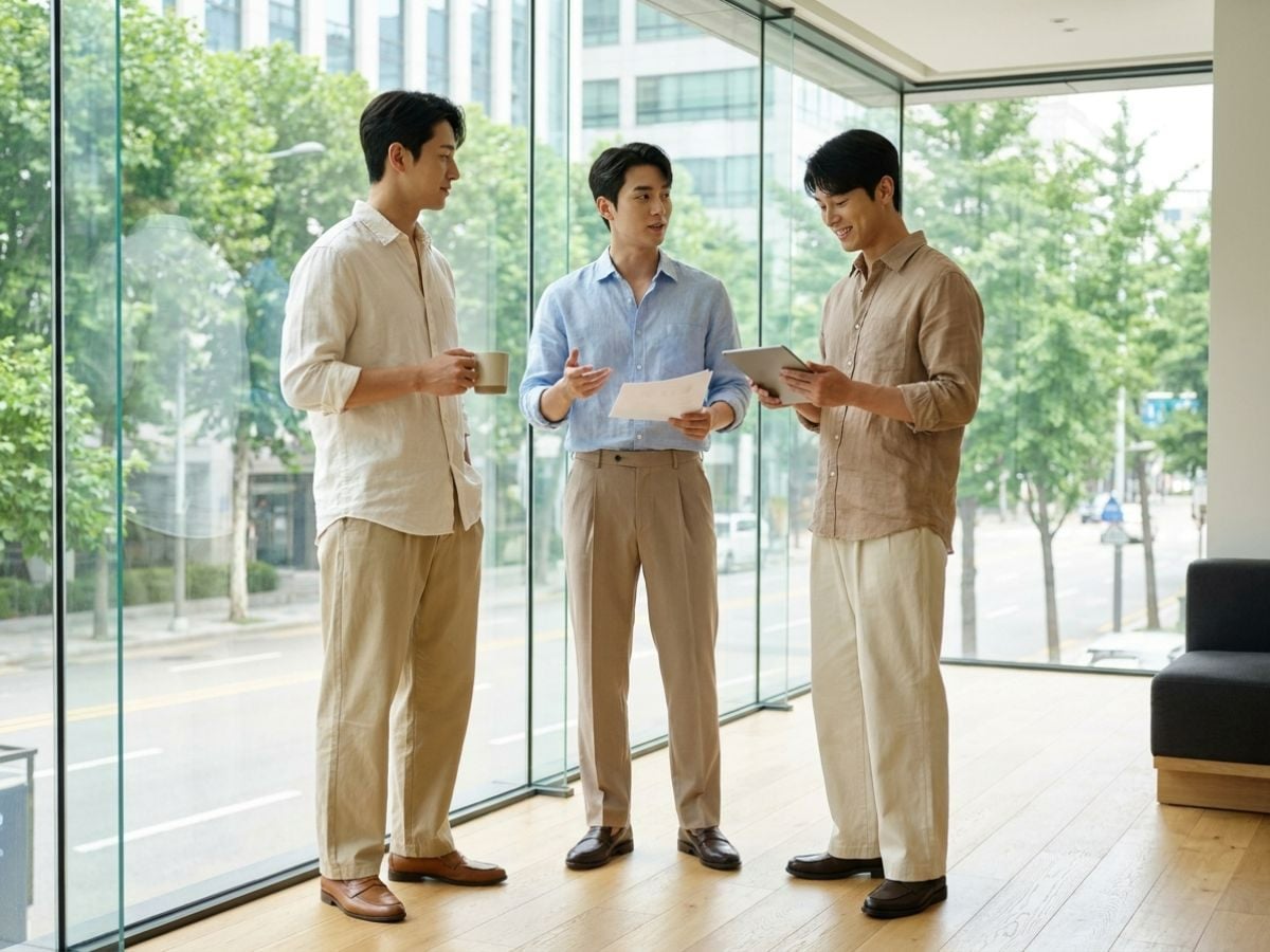 Sơ mi linen phối kaki sáng màu, mát mẻ ngày hè
