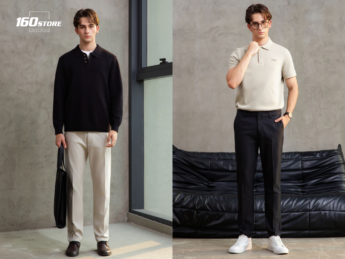 Diện áo polo với quần tây tạo diện mạo điển trai, lịch lãm