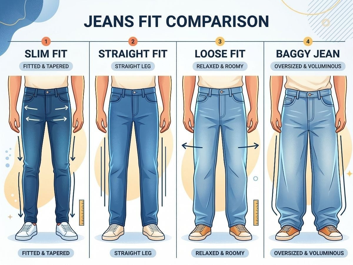 Phân biệt quần baggy với quần slim, straight và loose