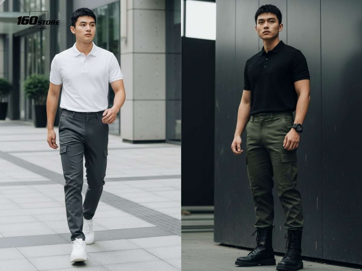 Phối đồ áo polo quần cargo