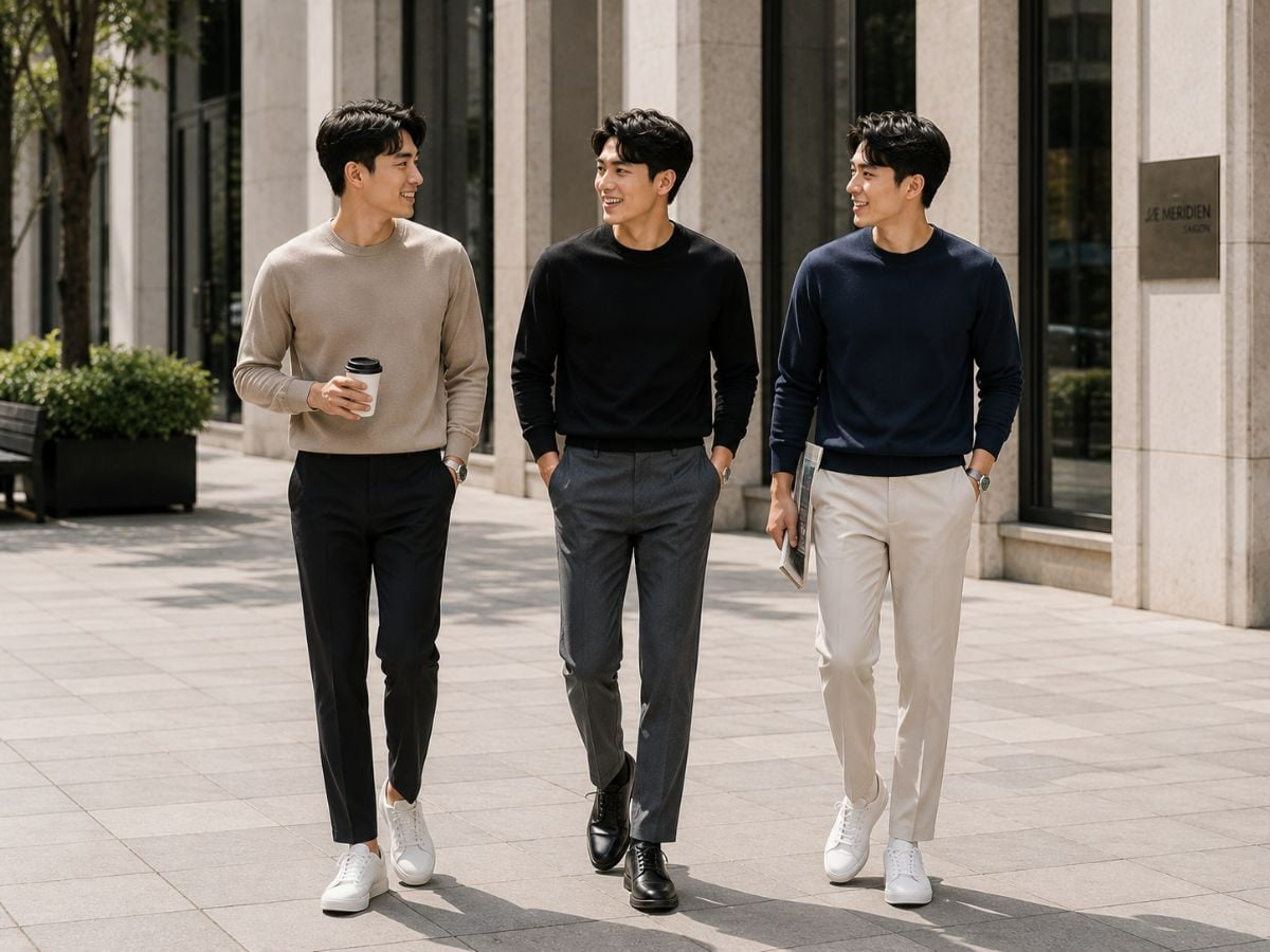 Phối áo sweater và quần tây