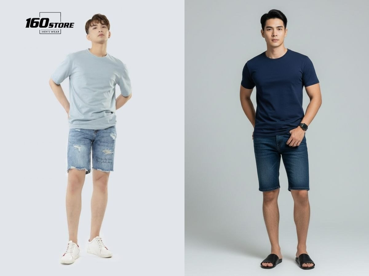 Phối đồ áo thun quần short jeans