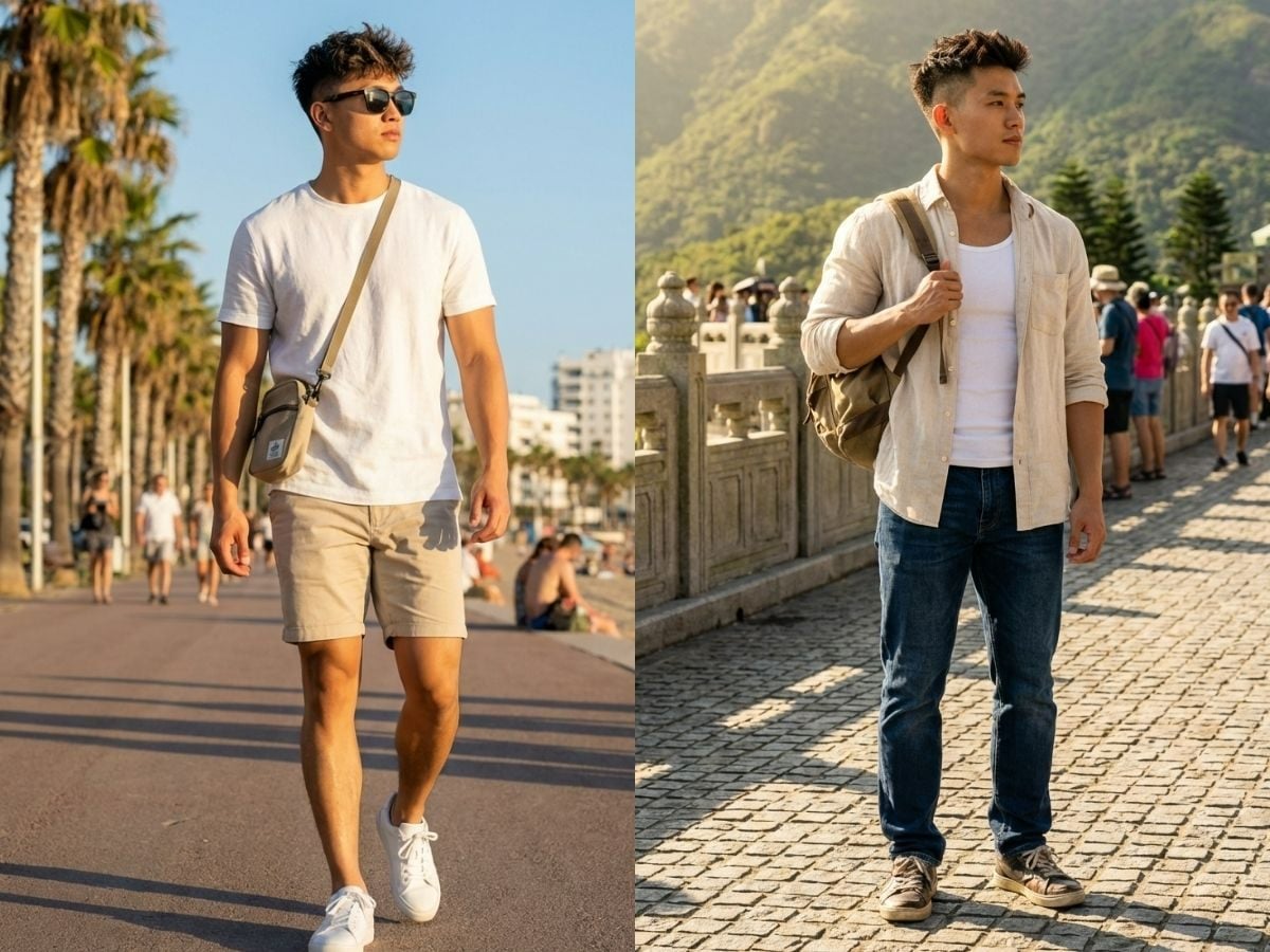 Phối đồ nam đi du lịch thoải mái
