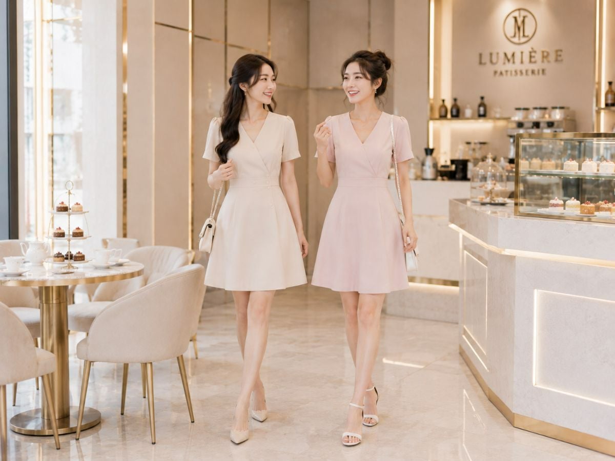 Phối đồ với váy cổ V dáng A cá tính