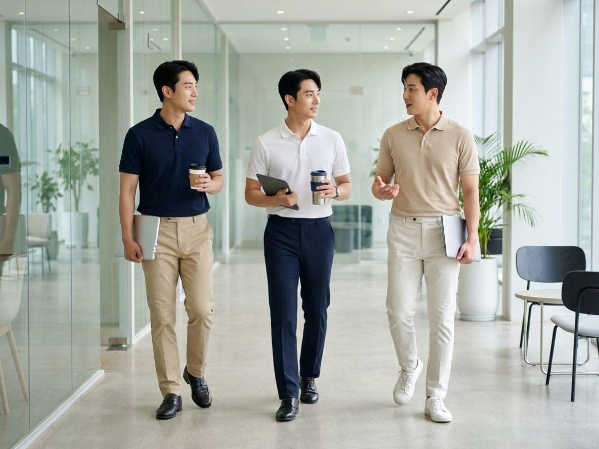 Polo trơn phối kaki, lịch sự nhưng vẫn thoải mái