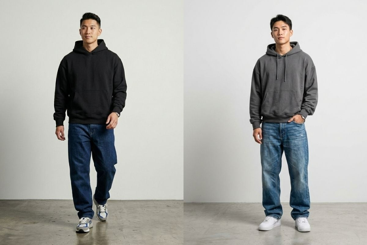Phối quần baggy với hoodie