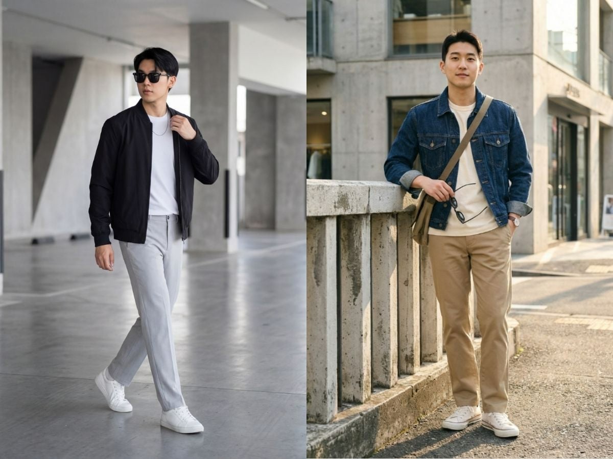 Phối quần kaki với áo khoác bomber hoặc jacket