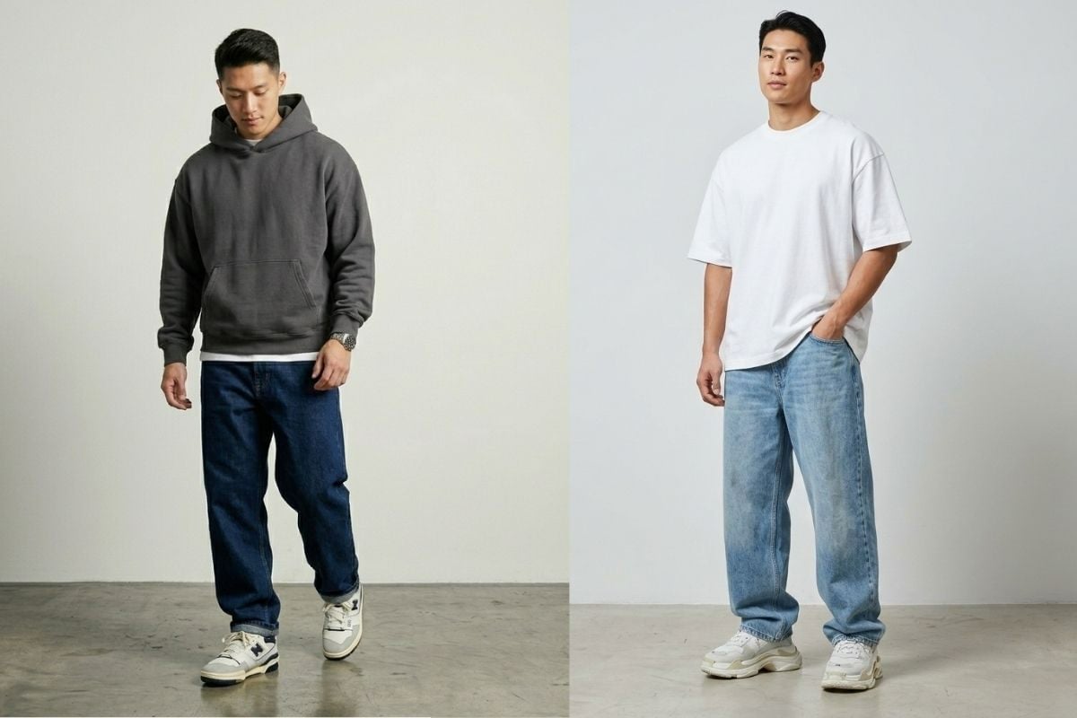 Phối sneaker với quần baggy