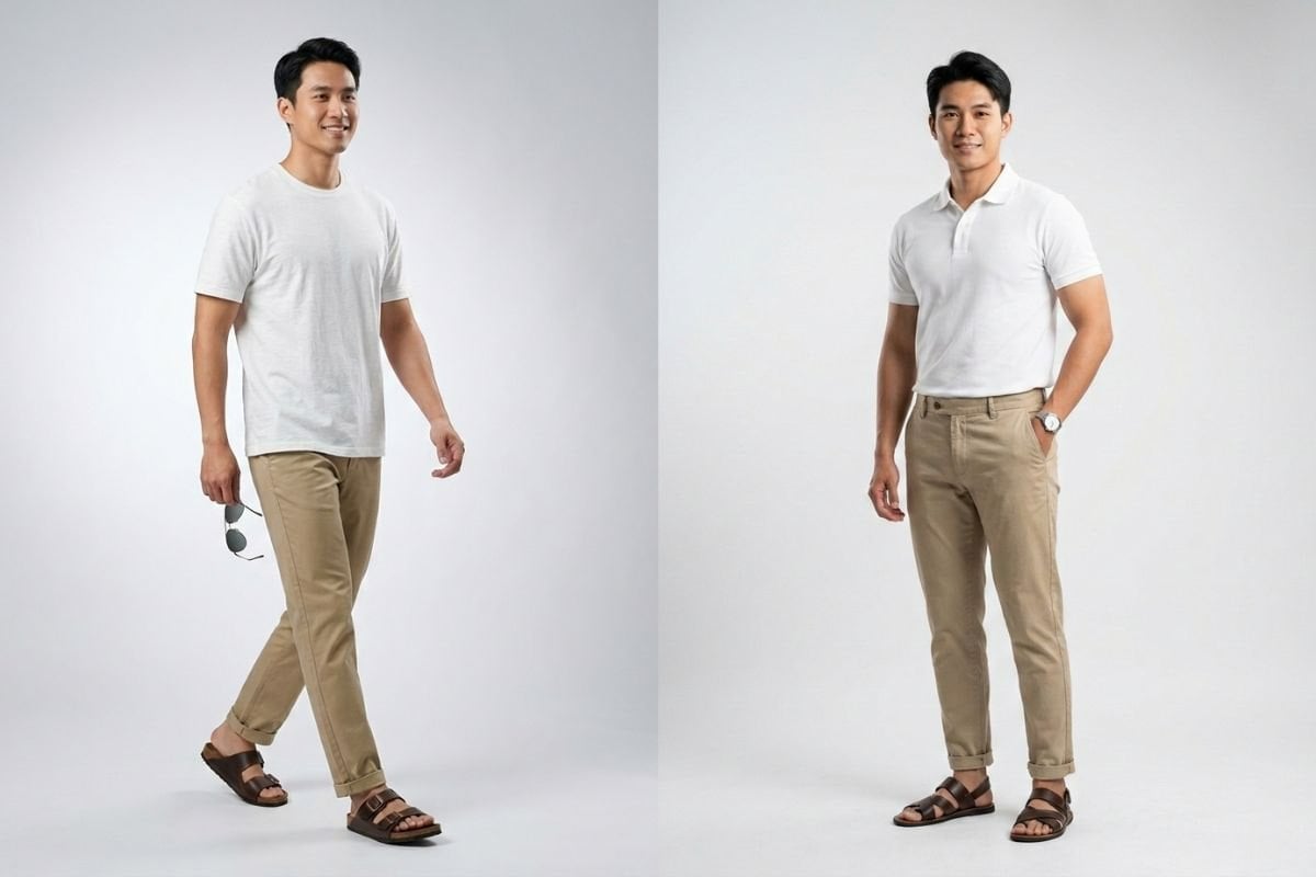 Quần kaki phối sandal nam