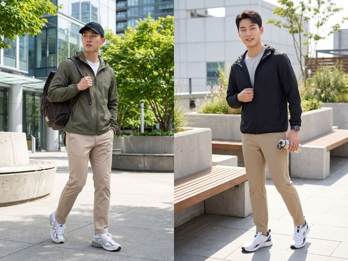 Phối quần kaki với áo khoác bomber hoặc jacket