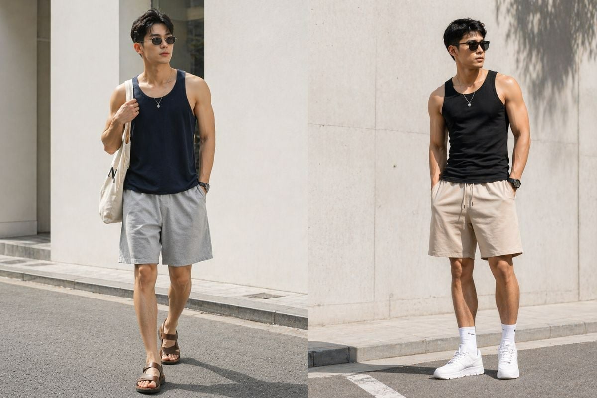 Quần short baggy và áo tank top