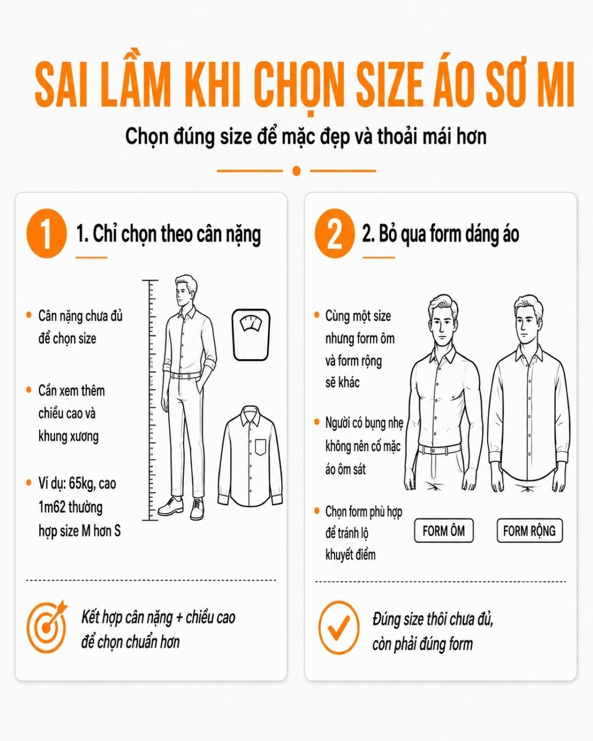 Sai lầm khi chọn size áo sơ mi nam