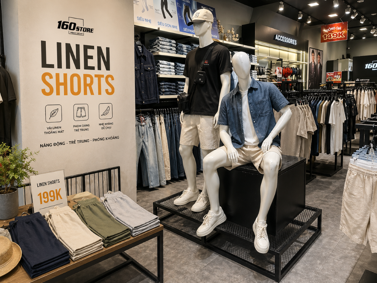 Shop quần short linen nam chất lượng