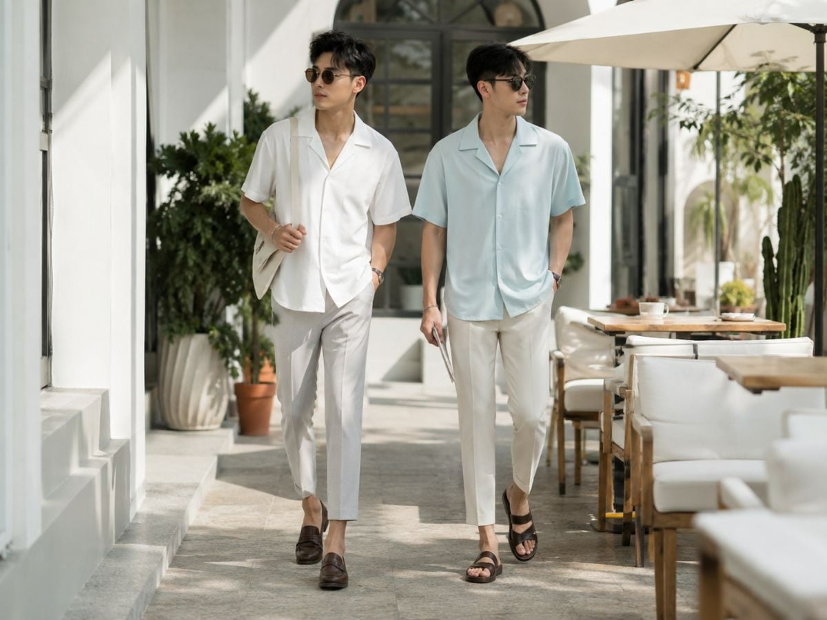 Sơ mi Cuban phối quần cropped giúp tổng thể sành điệu, thoải mái