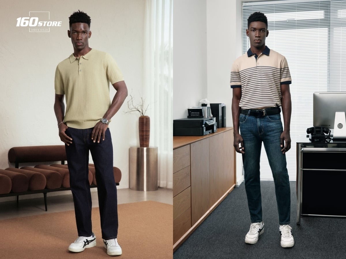 Set đồ áo polo với quần jeans năng động nhưng vẫn lịch sự