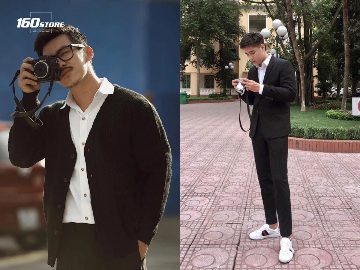 Tạo dáng chụp ảnh với máy ảnh film